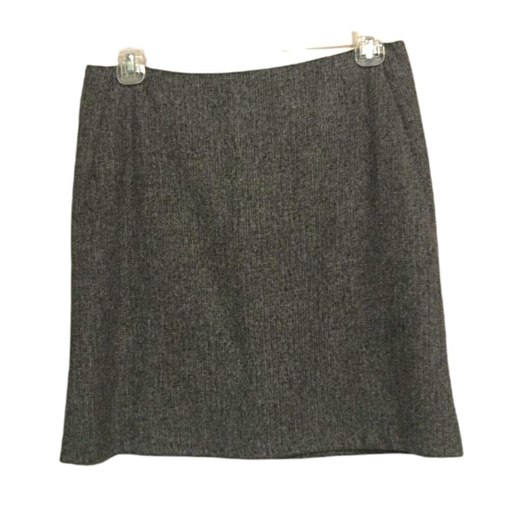Vintage TAHARI Y2K Gray Tweed Pencil Skirt 10 Dark Academia Corporate Work